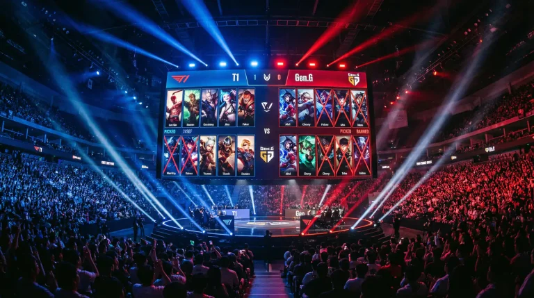 Phase de draft en compétition League of Legends avec la sélection des champions