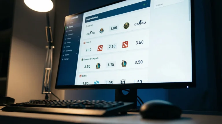 Ecran de bookmaker montrant des cotes décimales sur des matchs esport
