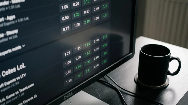 Cotes et calcul des gains sur les paris League of Legends : tableau de cotes decimales sur ecran