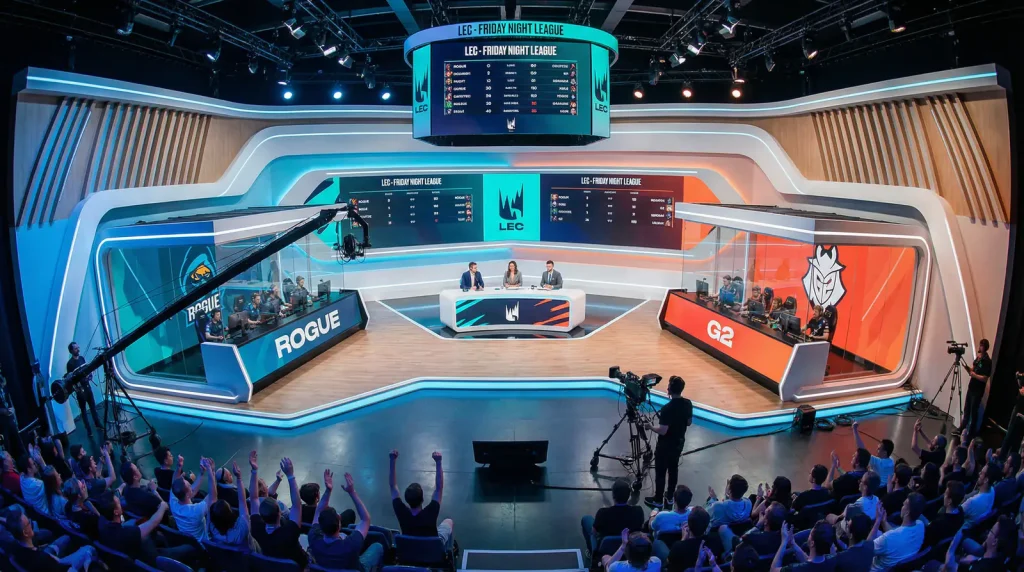 Studio de la LEC League of Legends en Europe avec les équipes en compétition