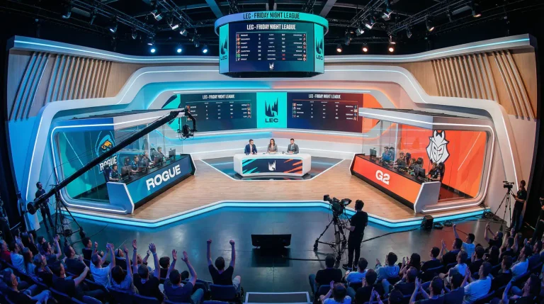 Studio de la LEC League of Legends en Europe avec les équipes en compétition